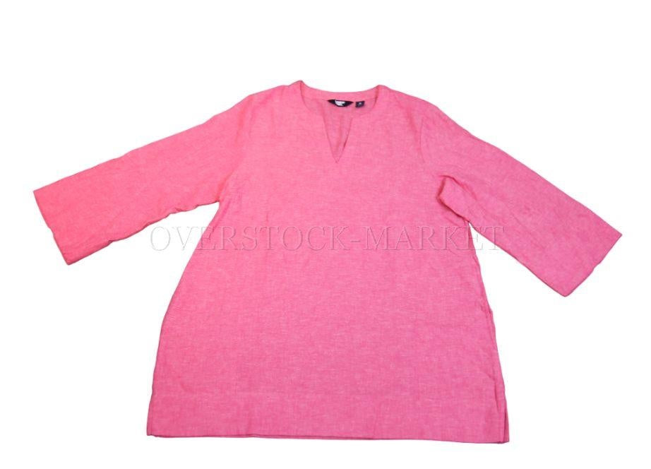 New! Women's Lands' End Linen Blend Notch Neck 3/4 Sleeve Tunic Top! (1758415)