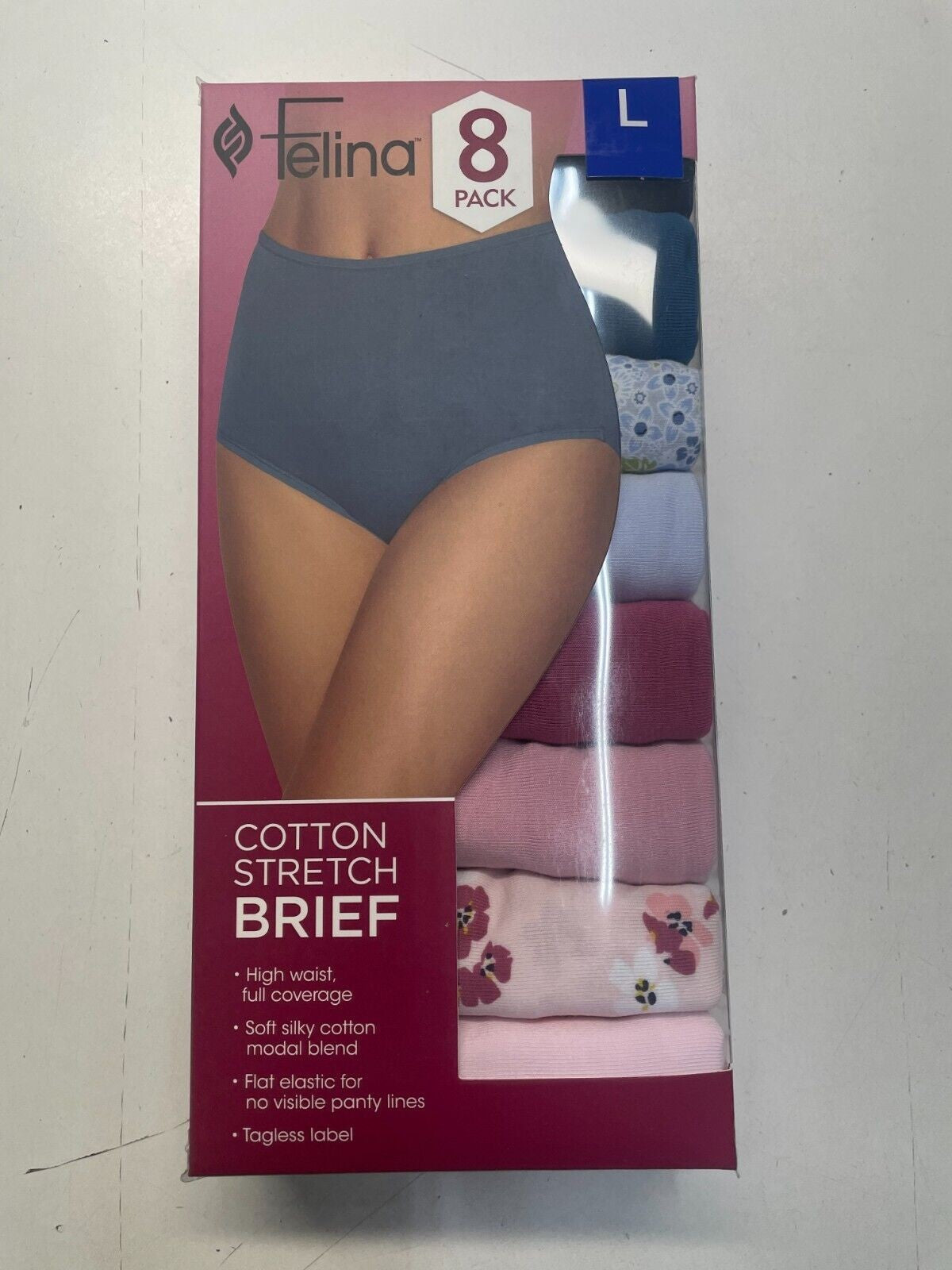 Felina Womens 8 Pack Cotton Modal Stretch Hi-Cut Brief (1331357)