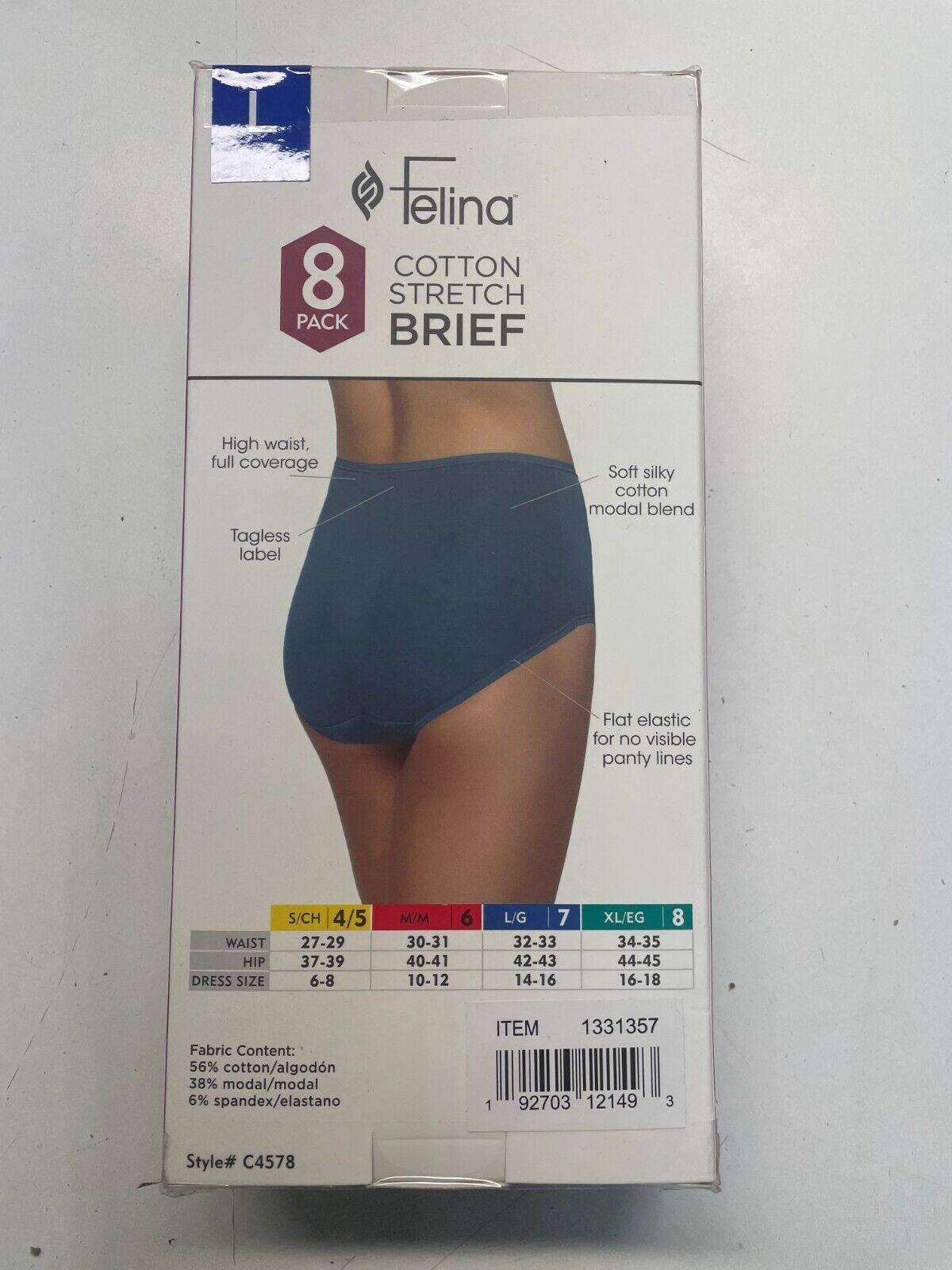 Felina Womens 8 Pack Cotton Modal Stretch Hi-Cut Brief (1331357)