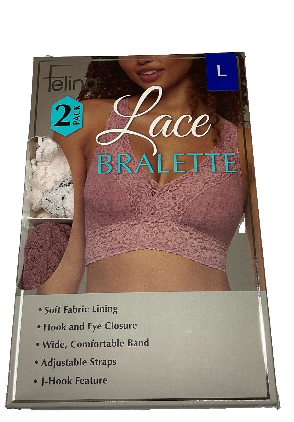 Felina Ladies' Lace Bralette, 2-pack - New in Box (1753868)