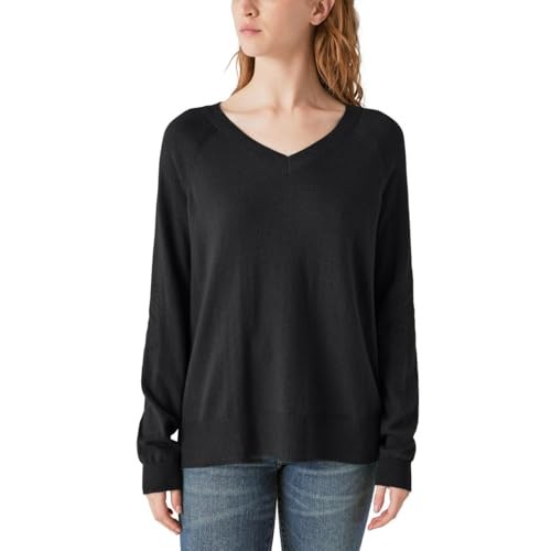 Lucky Brand Women's V-Neck Sweater, Long Sleeves, Side Slits, Cotton Blend (1721756)