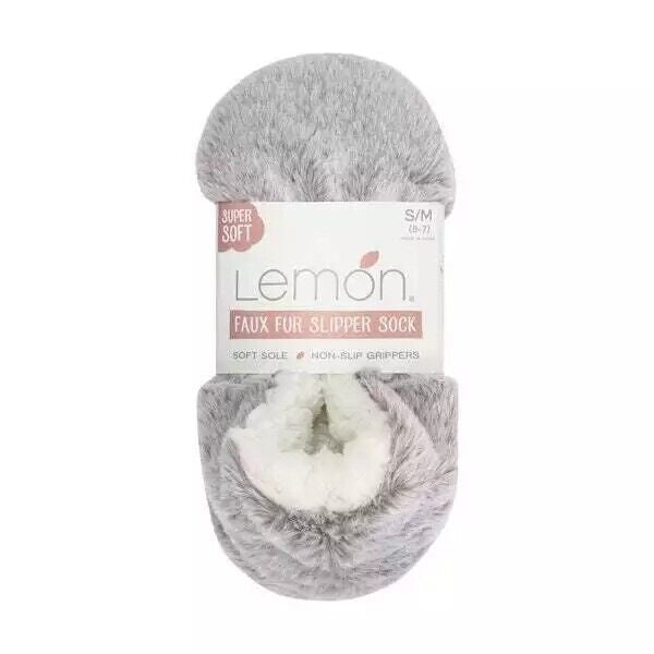 Ladies' Lemon Faux Fur Slipper Sock Super-Soft (1699633)