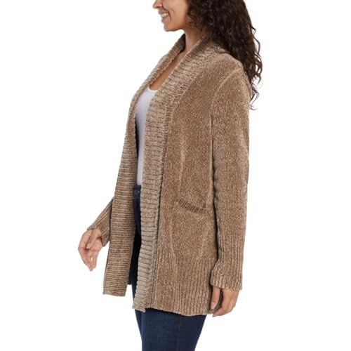 Orvis Womens Cardigan Sweater Chenille Pockets Soft Open-Front Midweight (1804413)