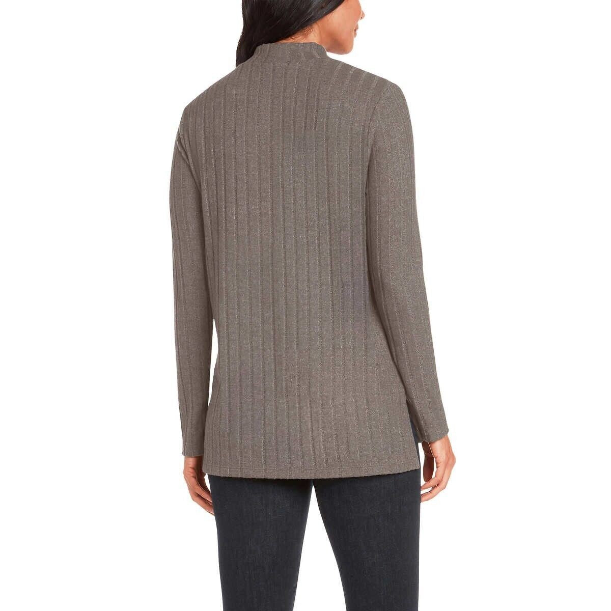 Matty M Women S Mock Neck Ribbed Tunic Top Sweater Pullover (1685321)