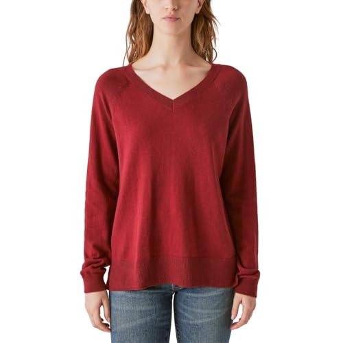 Lucky Brand Women's V-Neck Sweater, Long Sleeves, Side Slits, Cotton Blend (1721756)