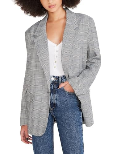 Steve Madden Women's Oversized Fit Shoulder Pads Blazer 1793316