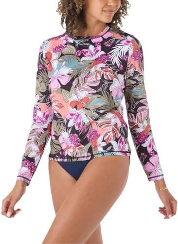 1842844 Roxy Womens Lightweight Long Sleeve Sun Protection Tee (US, Alpha, XX-Large, Regular, Regular, Pink Floral)