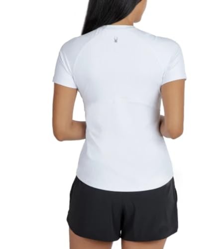 1849684 Spyder Active Women's UPF 50 Ribbed Short Sleeve Tee Shirt (US, Alpha, Large, Regular, Regular, White)