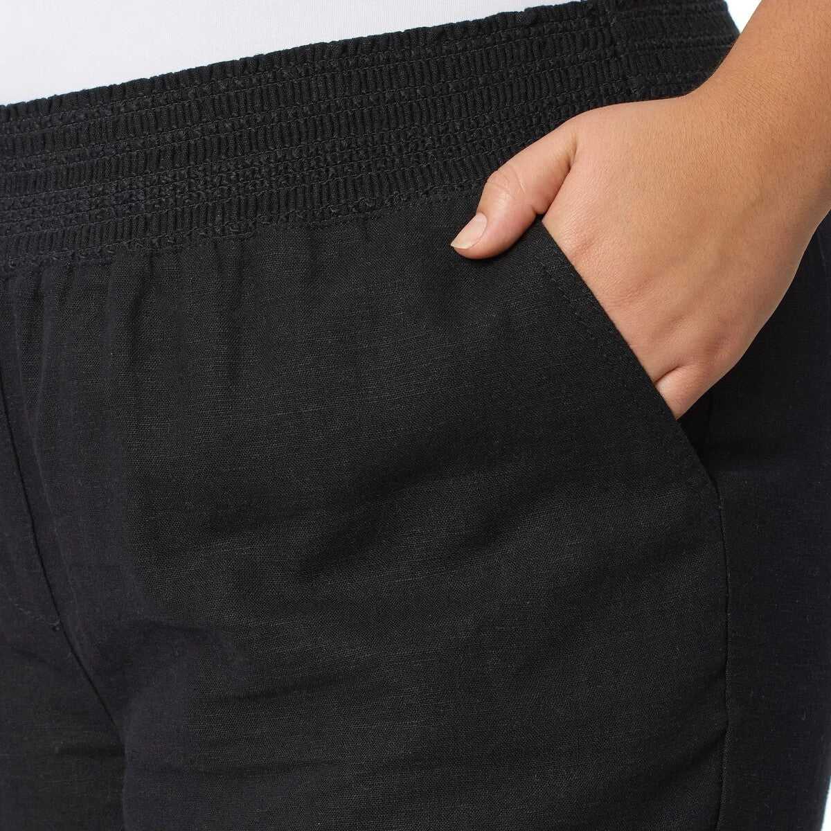 NWT Briggs Women's Linen Blend Pant, Black 1854908