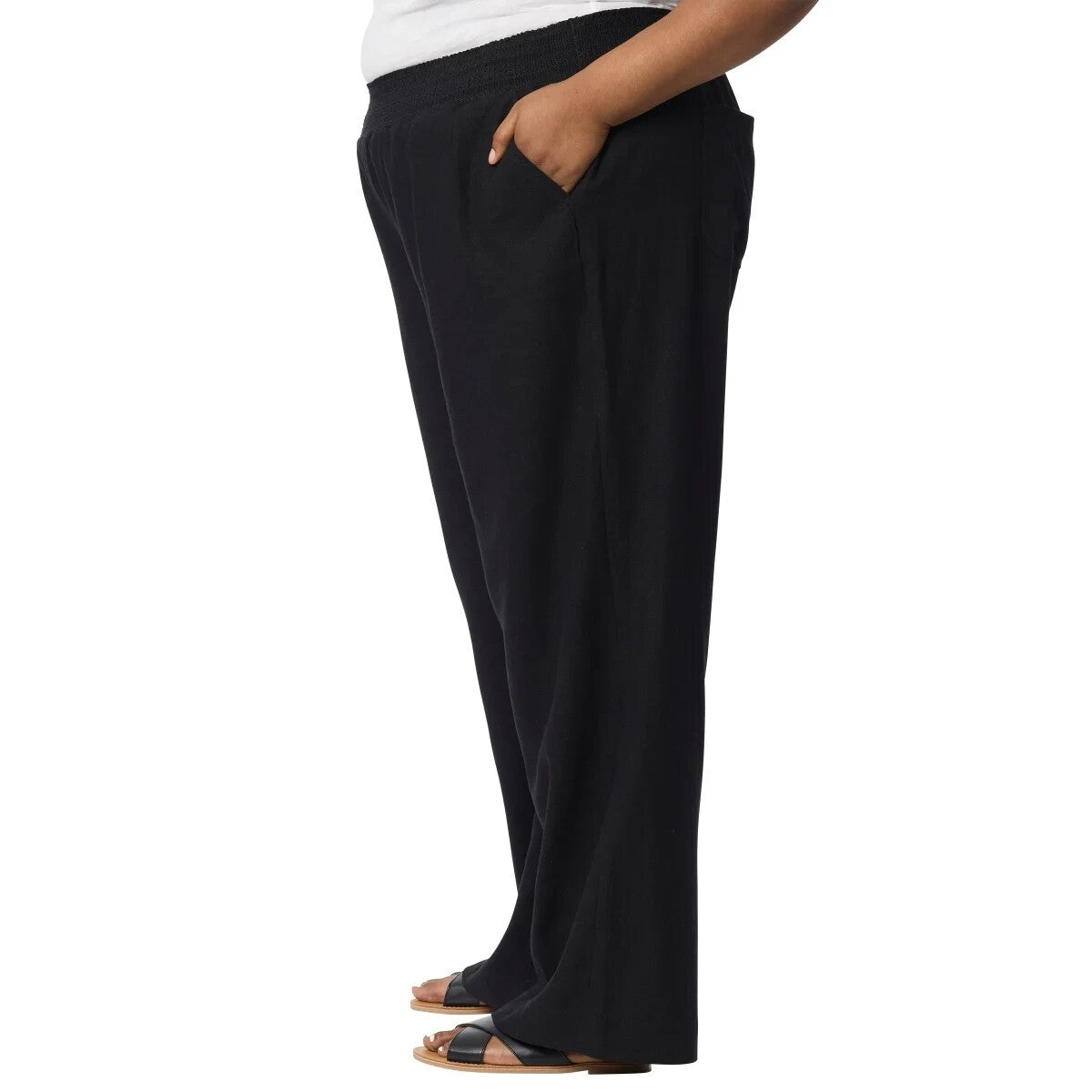 NWT Briggs Women's Linen Blend Pant, Black 1854908