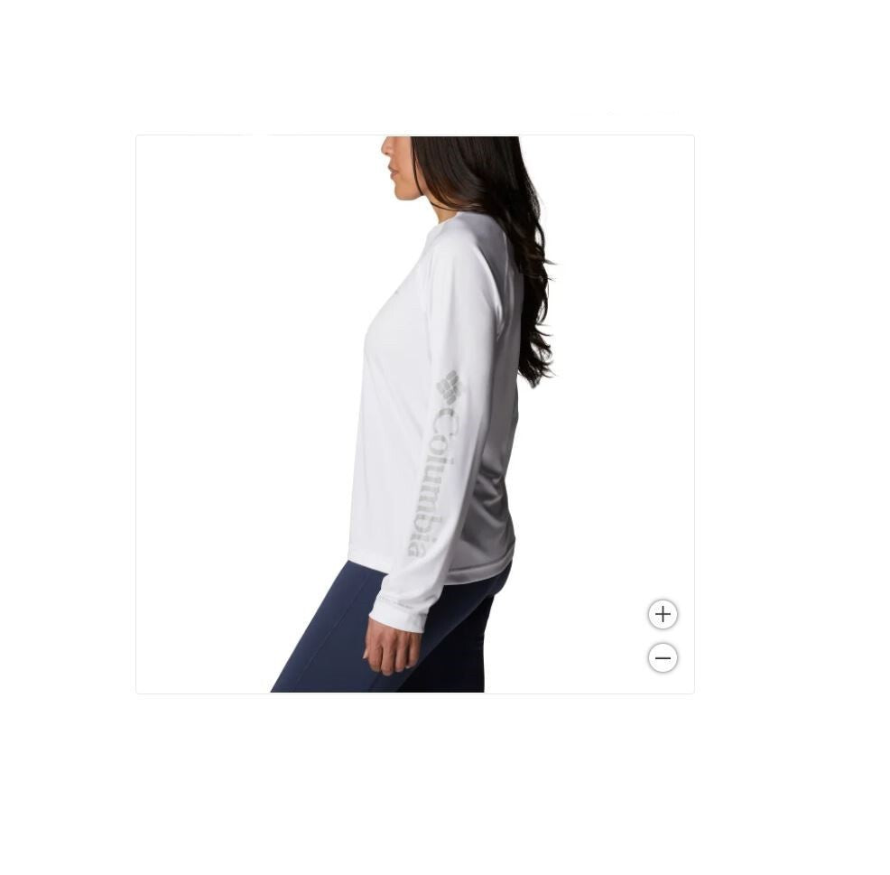 T-Shirt Long Sleeve Womens White COLUMBIA Sun Tee XS-L, UPF 50 New Omni Shade 1841022