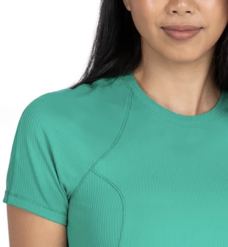 1849684 Spyder Active Women's UPF 50 Ribbed Short Sleeve Tee Shirt (US, Alpha, Small, Regular, Regular, Green)