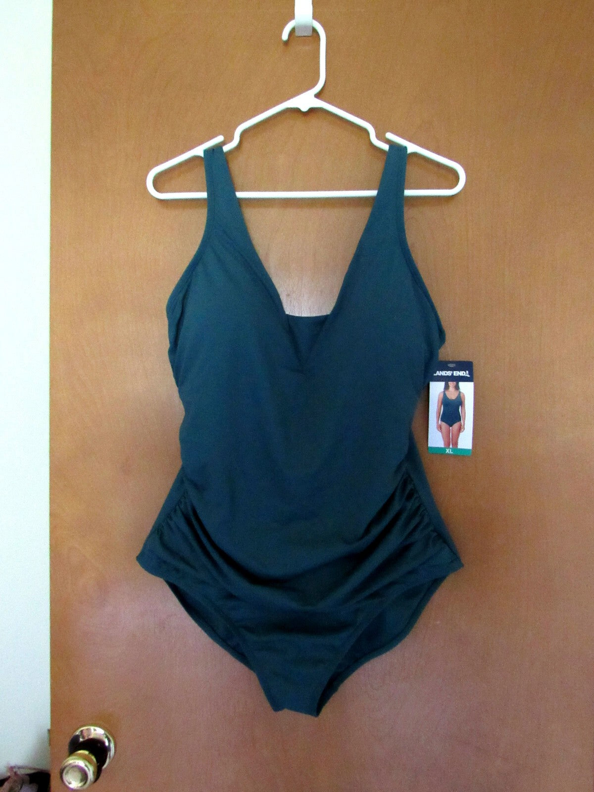 NEW LANDS’ END One Piece Swimsuit Bathing Suit Teal Tummy Hiding UPF50 SZ XL 1837618