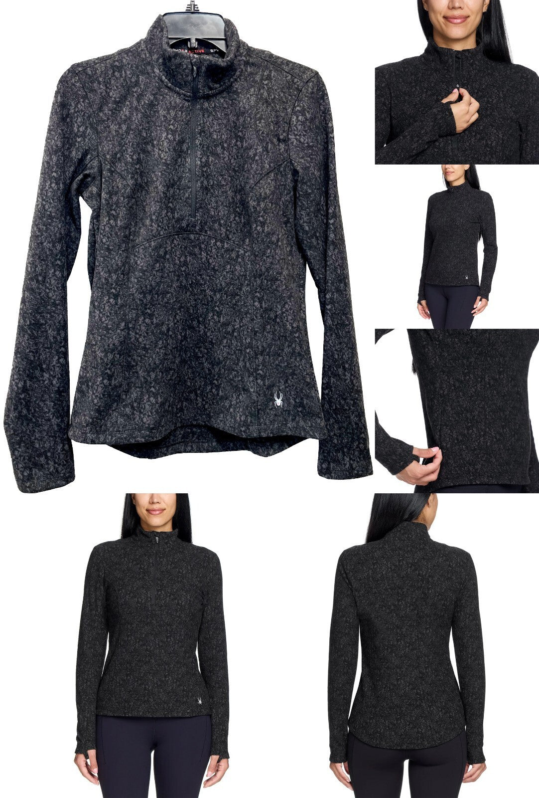 Spyder Ladies' Fleece Printed Half Zip, Black/White 1804990