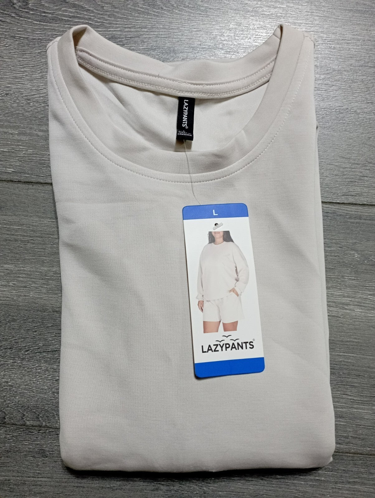 Lazypants Sweatshirt Pullover Adult Womens Large Cream Soft Luxe 1849697