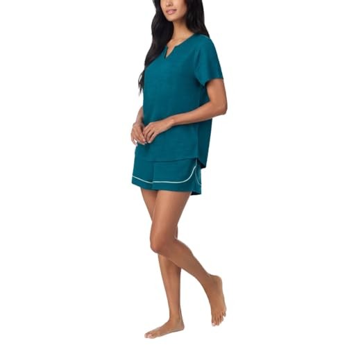 1845976 Carole Hochman Midnight Women’s 3-piece Elastic Waistband PJ Set with Pockets (Teal, XX-Large)