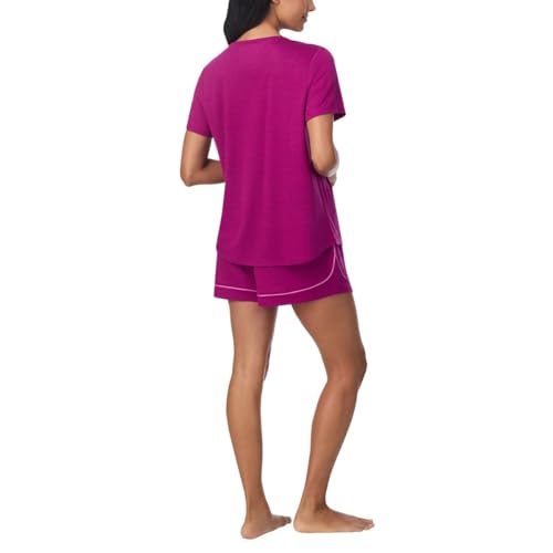 1845976 Carole Hochman Midnight Women’s 3-piece Elastic Waistband PJ Set with Pockets (Pink, Medium)