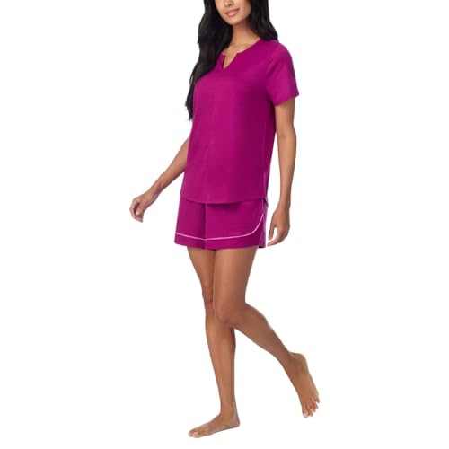 1845976 Carole Hochman Midnight Women’s 3-piece Elastic Waistband PJ Set with Pockets (Pink, Medium)