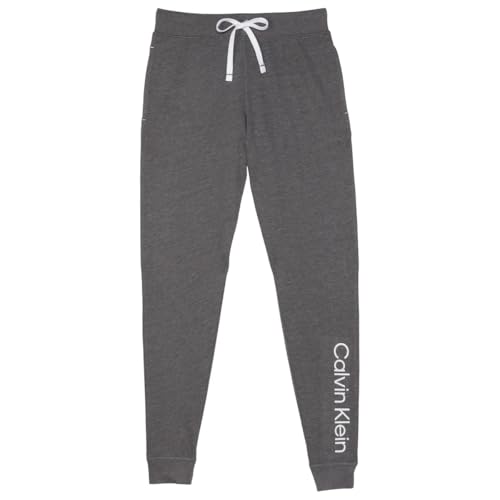 Calvin Klein Womens 2 Pack French Terry Iconic CK Logo Joggers (Grey/Black, Large)