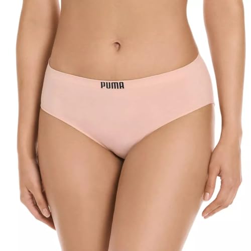 PUMA Women's Seamless Bikini Underwear, Microfiber, Tag-Free, 4-Pack (US, Alpha, Medium, Regular, Regular, Pink/Blue/Black/Gray)
