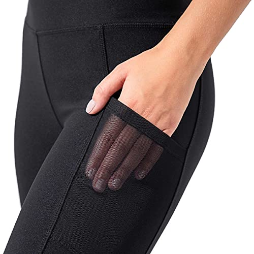 Mondetta Women's Moisture Wicking High Waist Active Legging Pant with Pockets and Mesh Detail