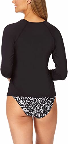 Hurley Womens UPF 50+ Long Sleeve Rashguard (as1, Alpha, Xx_l, Regular, Regular, Black Zip, XX-Large) 1580006