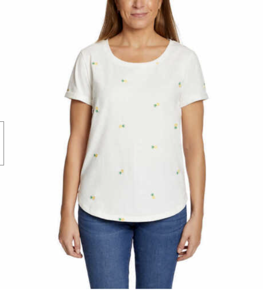 Vintage America Women S Embroidered Tee (White Pineapple Small)