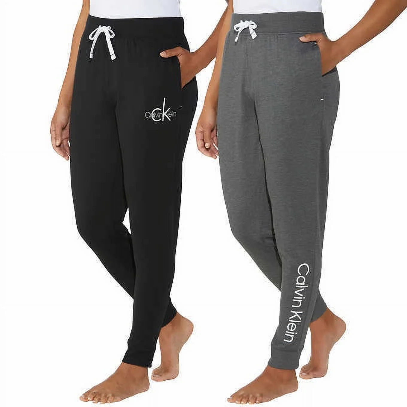 Calvin Klein Womens 2 Pack French Terry Iconic CK Logo Joggers (Shoreline/Grey, X-Large) 1580848