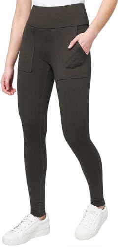 Mondetta Womens Midweight High Rise Jacquard Knit Legging (US, Alpha, Small, Regular, Regular, Chicory Coffee)