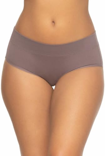 Felina Womens 5 Pack Pima Cotton Wide Waistband Hipster (US, Alpha, Small, Regular, Regular, Black/Black/Sparrow/Bark/Almost Mauve) 1369109