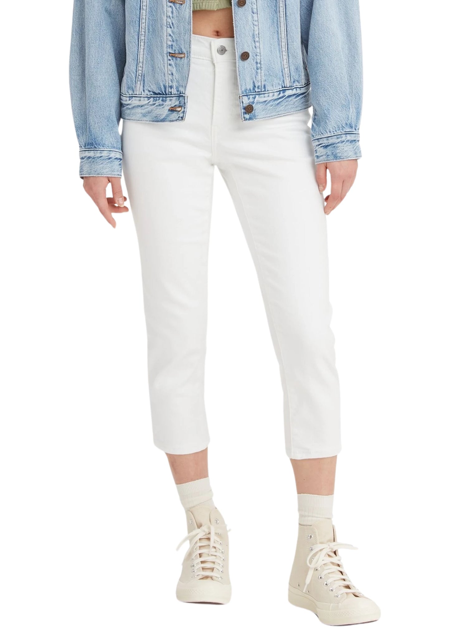 Levi's 311 Womens White Button Mid Rise Shaping Skinny Capri Jeans Size 32