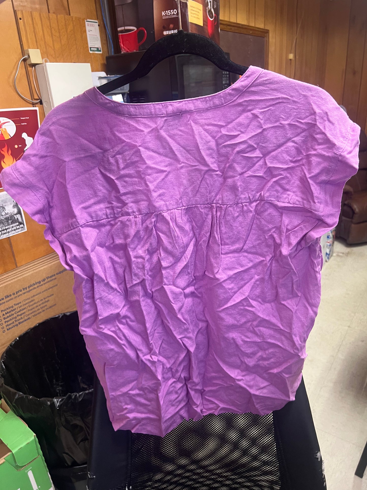 Splendid Women’s Purple Short Cap Sleeve V-Neck BLOUSE SMALL