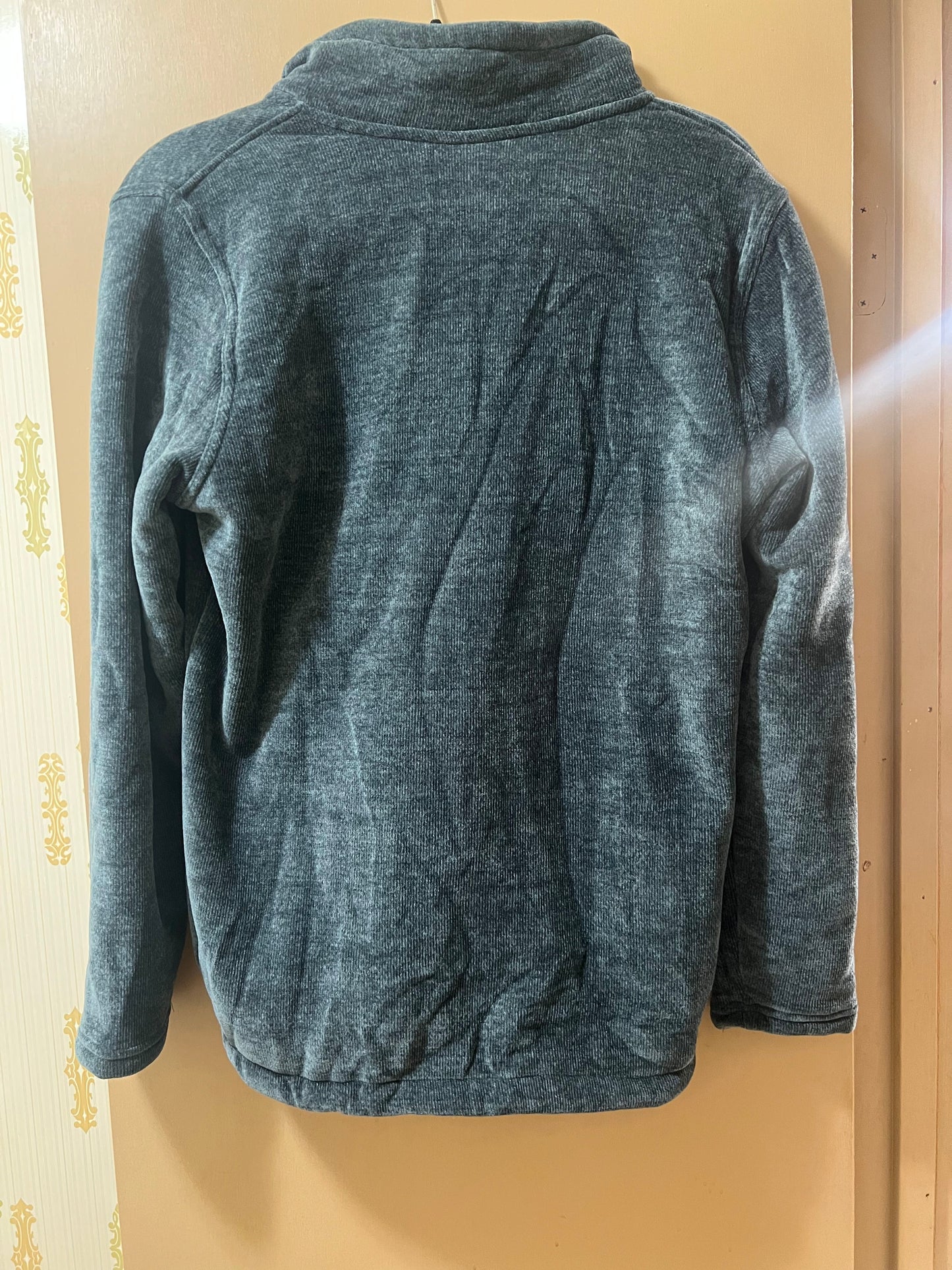 32D PLUSH LINED 1/4 ZIP MOCK NECK PULLOVER MEDIUM GREEN