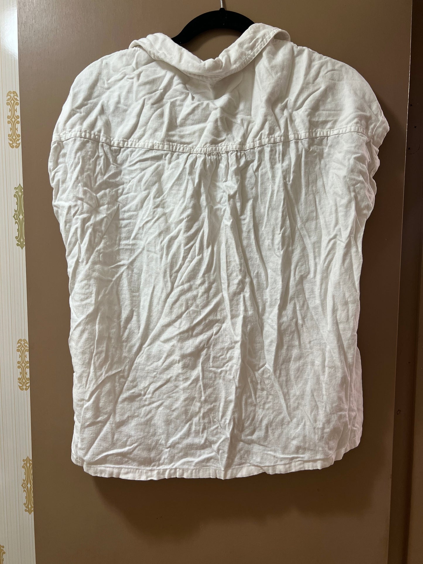 Orvis Women's Button-Up Short Sleeves Linen Blend Shirt, White, LARGE