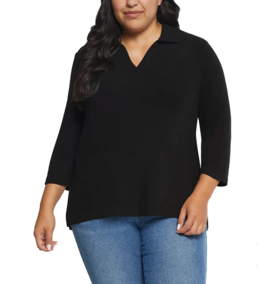 Matty M Ladies' Collared 3/4 Sleeve Top