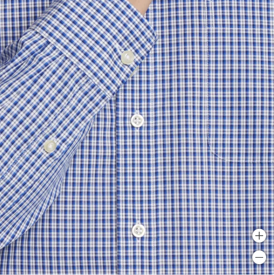 Kirkland Signature Mens Traditional Fit Dress Shirt, Blue Gray White Mini Check