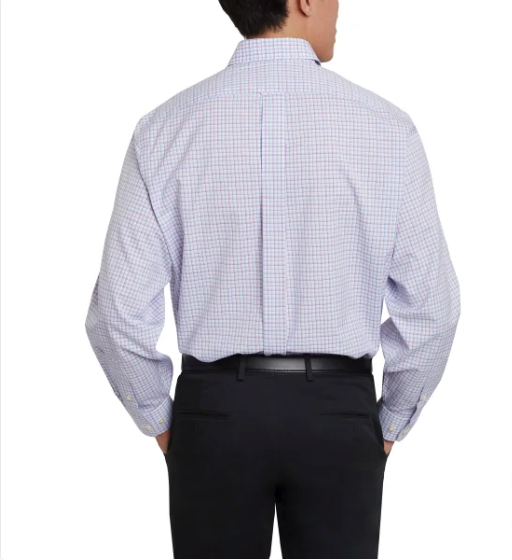 Kirkland Signature Mens Traditional Fit Dress Shirt, Purple Blue White Check