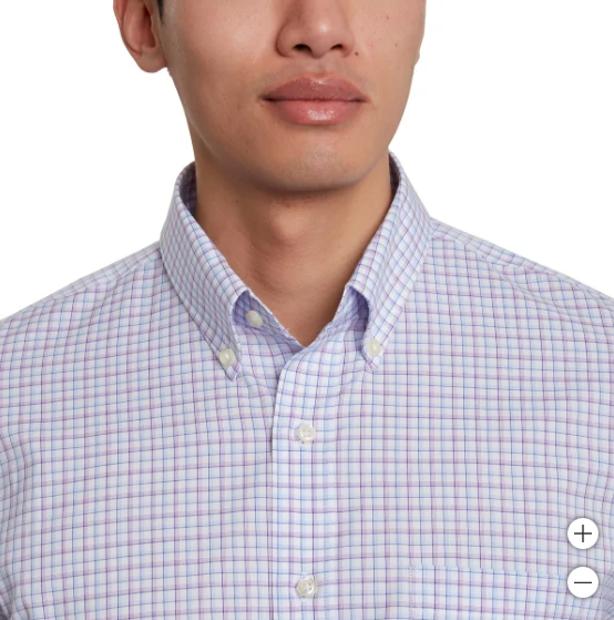 Kirkland Signature Mens Traditional Fit Dress Shirt, Purple Blue White Check