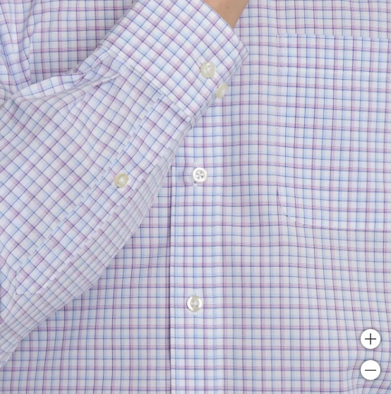 Kirkland Signature Mens Traditional Fit Dress Shirt, Purple Blue White Check