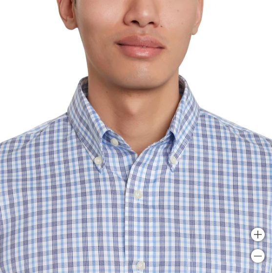 Kirkland Signature Mens Traditional Fit Dress Shirt, Navy White Twill Plaid