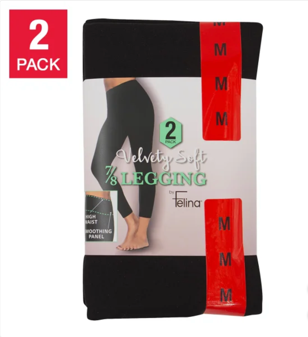Felina Ladies' Velvety Soft Legging, 2-pack -