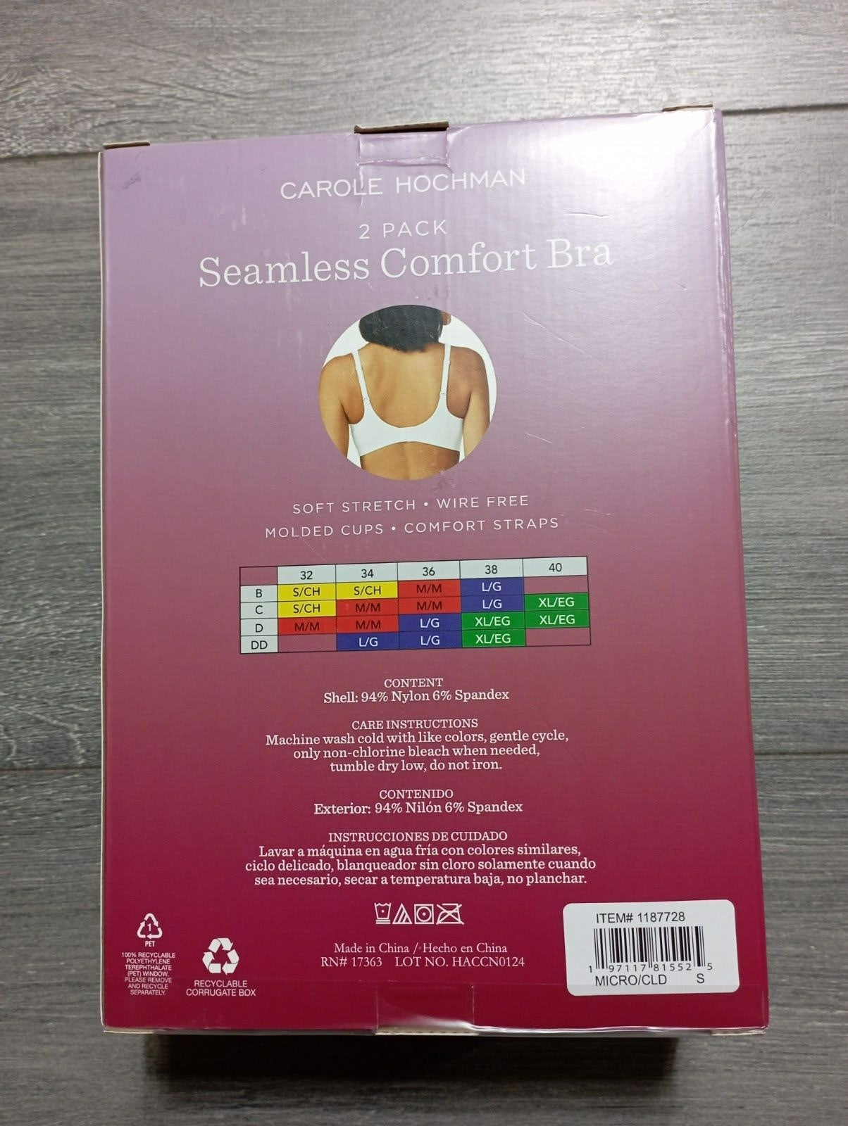 Carole Hochman Seamless Comfort Bra Wire Free Molded Cups Comfort Straps (2 Pack) (1187728)