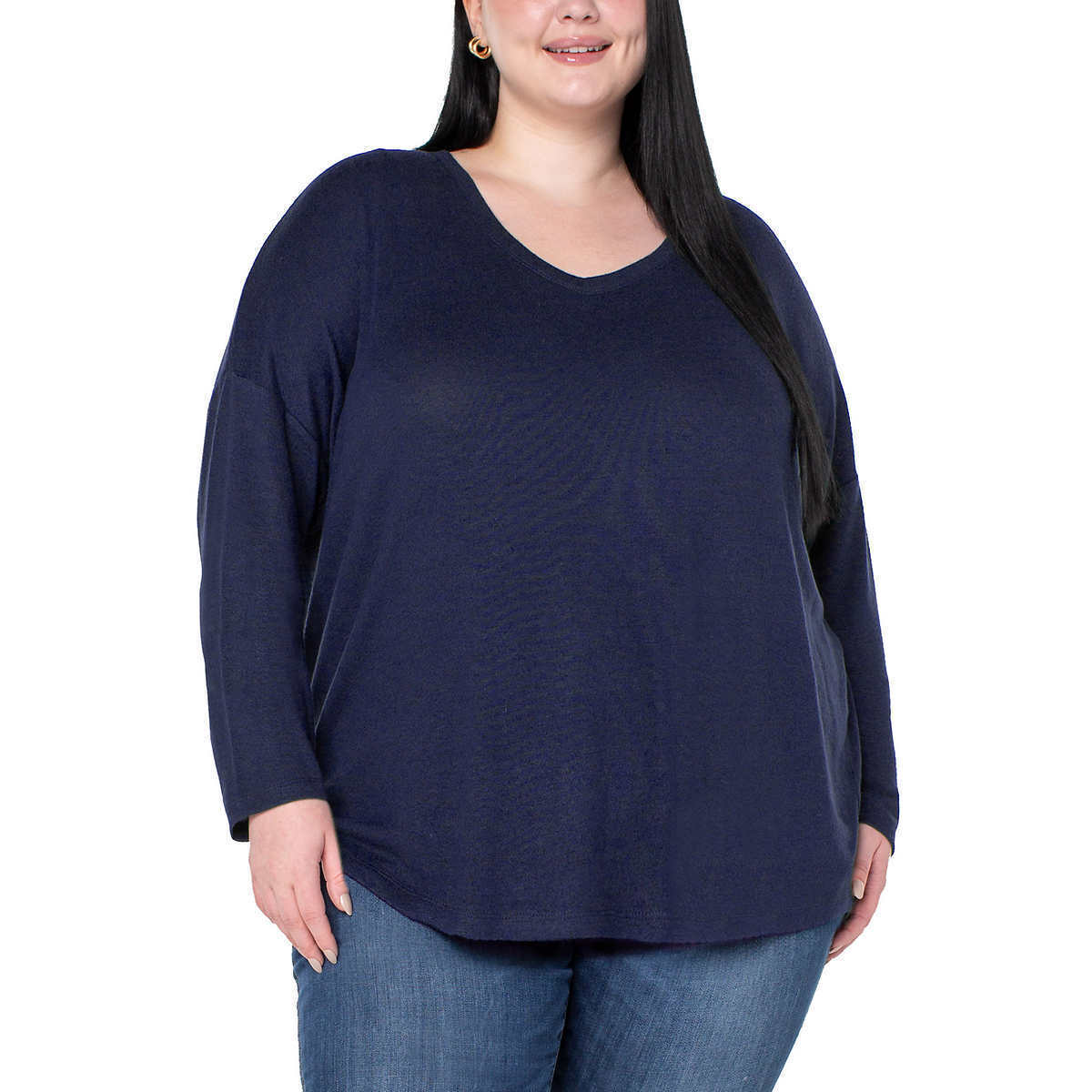 Well Worn Women S Ultra Soft V-neck Lightweight Knit Sweater Relaxed Fit Top (1536878)