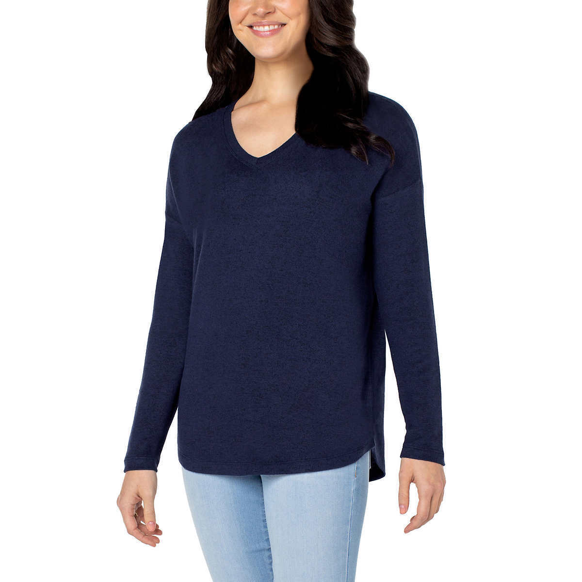 Well Worn Women S Ultra Soft V-neck Lightweight Knit Sweater Relaxed Fit Top (1536878)