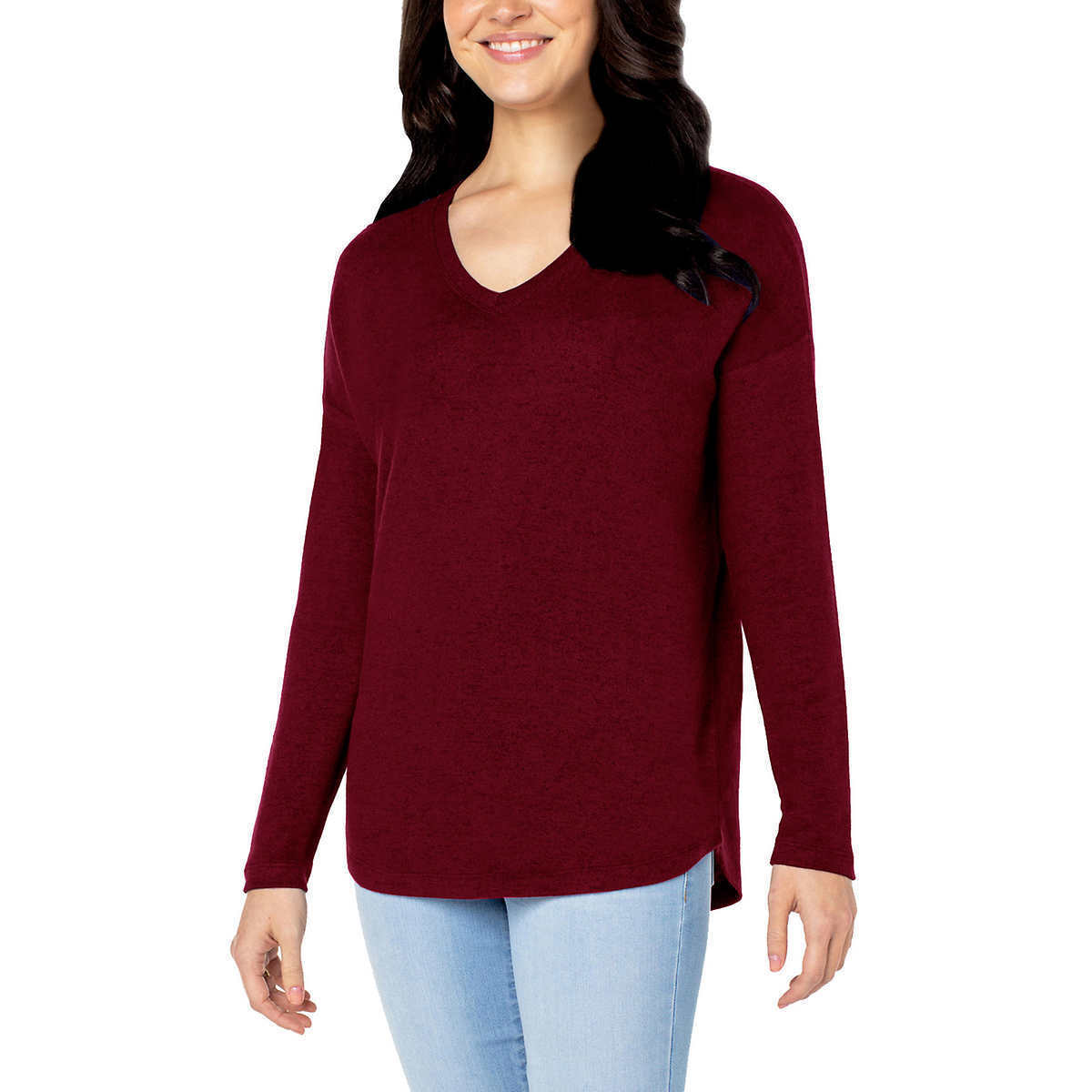 Well Worn Women S Ultra Soft V-neck Lightweight Knit Sweater Relaxed Fit Top (1536878)