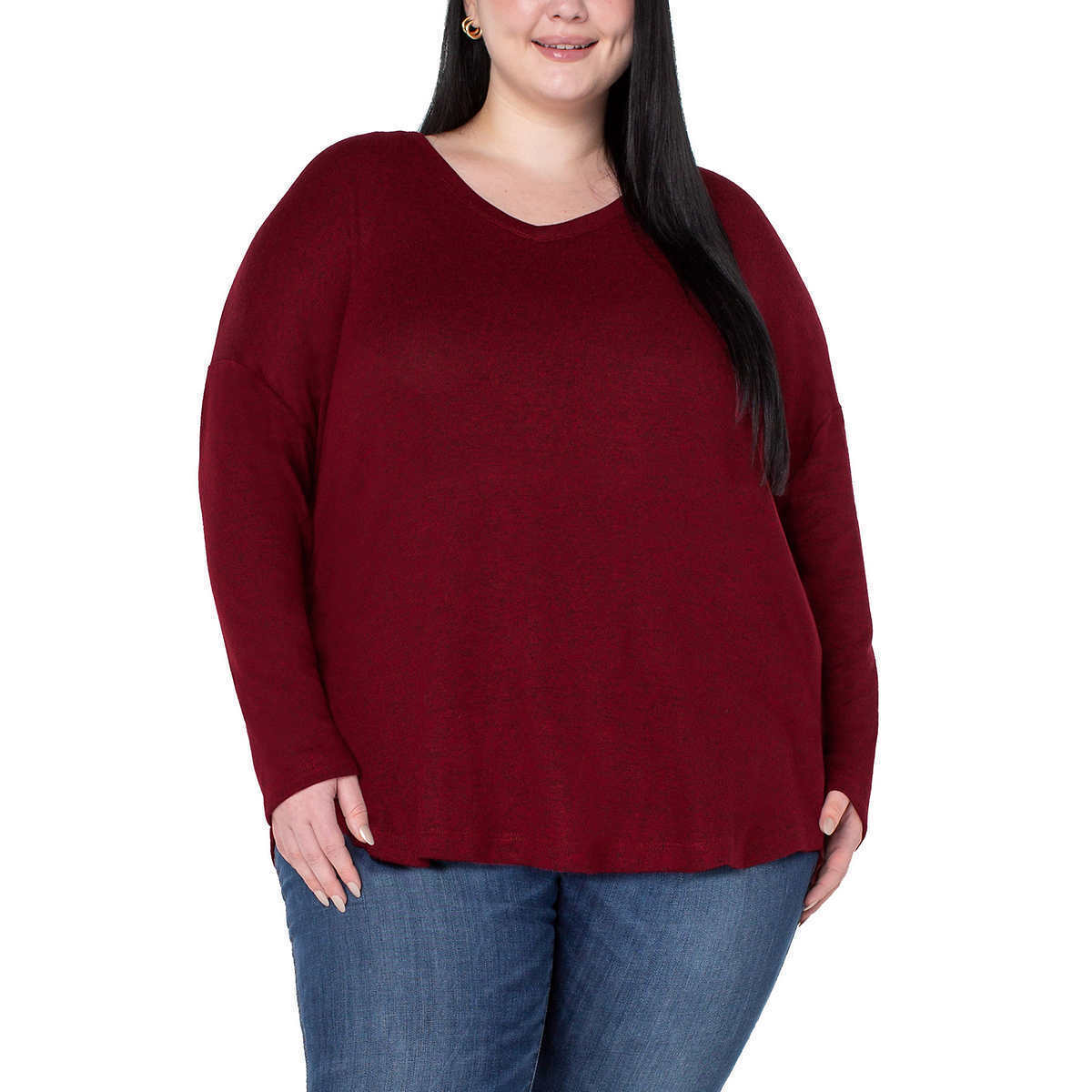 Well Worn Women S Ultra Soft V-neck Lightweight Knit Sweater Relaxed Fit Top (1536878)