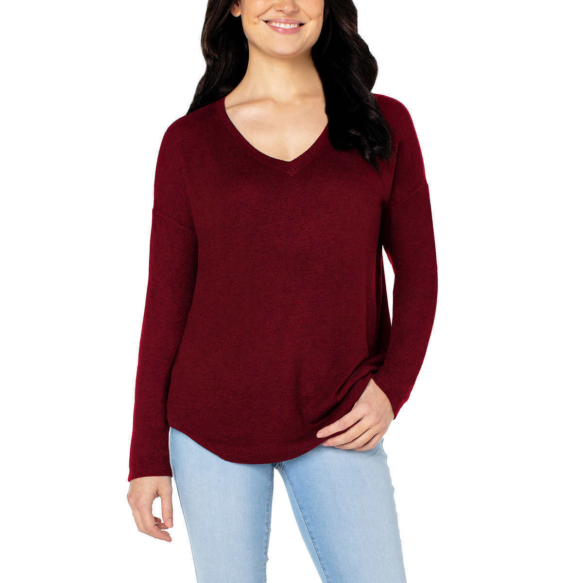 Well Worn Women S Ultra Soft V-neck Lightweight Knit Sweater Relaxed Fit Top (1536878)