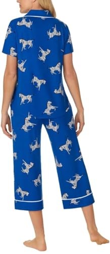 Room Service Womens 2-Piece Lightweight Short Sleeve Notch Collar Crop Pants Pajama Set(1685077)