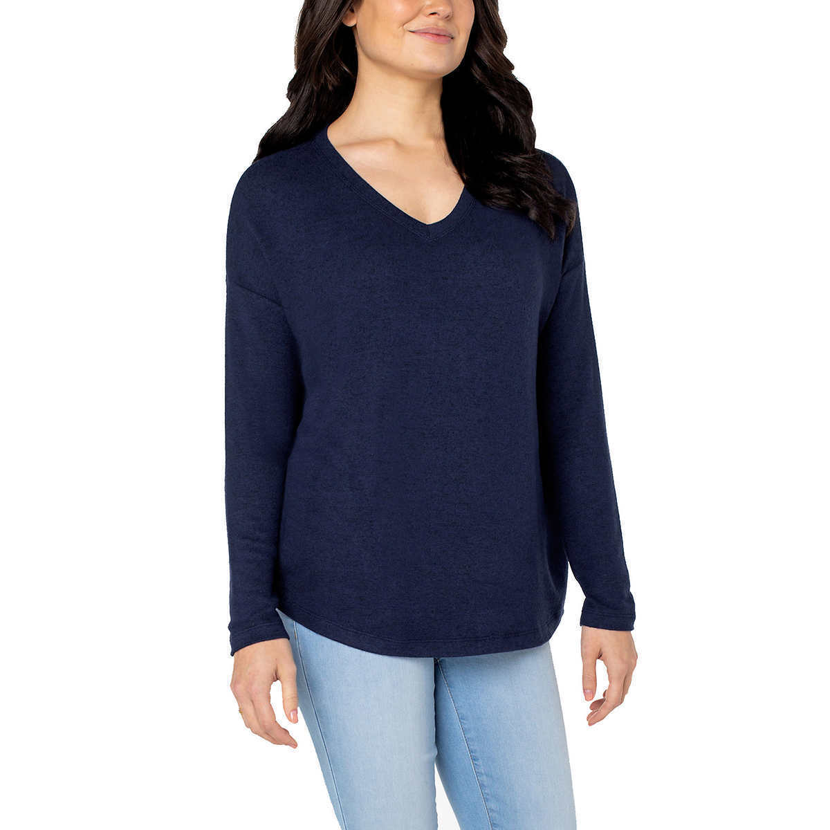 Well Worn Women S Ultra Soft V-neck Lightweight Knit Sweater Relaxed Fit Top (1536878)