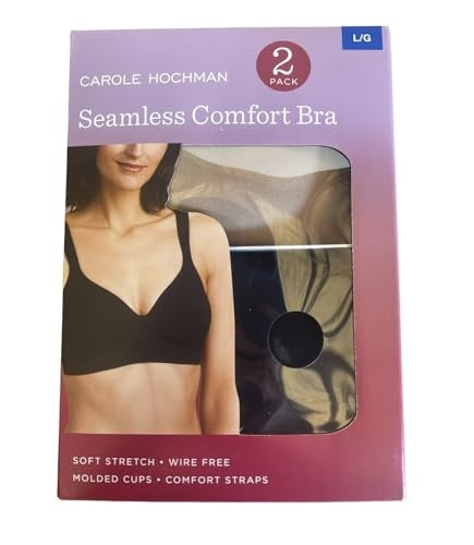 Carole Hochman Seamless Comfort Bra Wire Free Molded Cups Comfort Straps (2 Pack) (1187728)